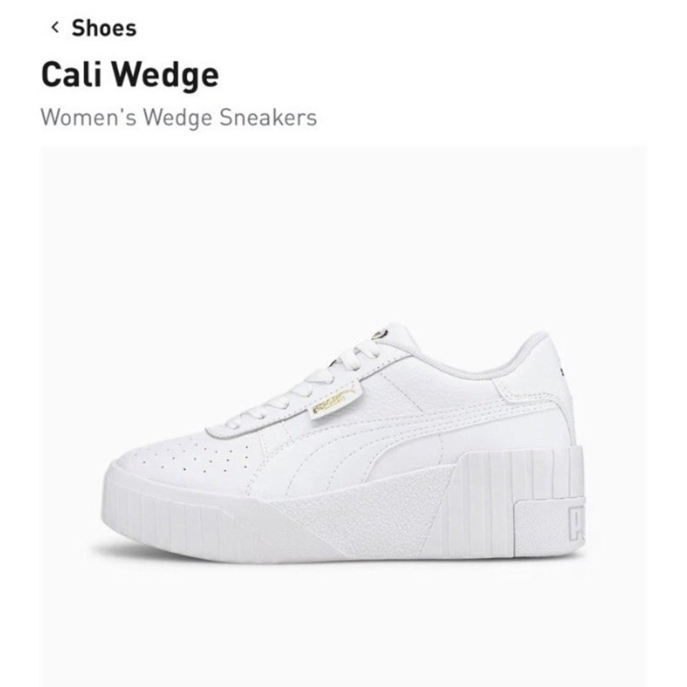 Puma Cali Wedge 373438-01 Sneaker Women's White Leather Platform‎ Shoes Size 9.5